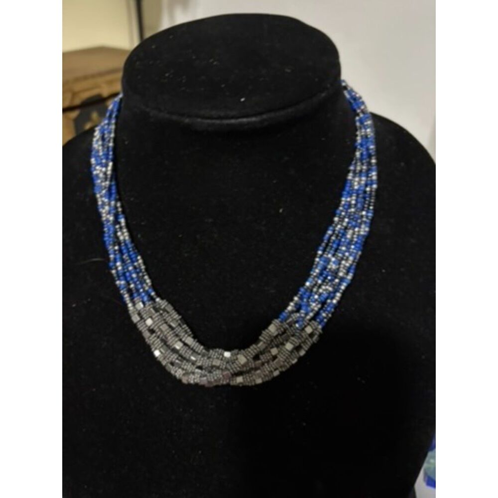 vtg multi stand bead statement necklace